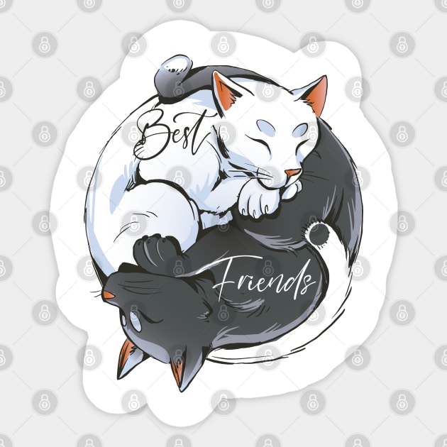 Yin Yang Cat Sticker by ArtRoute02